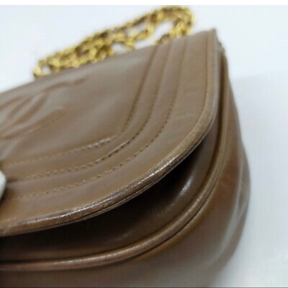 Chanel Brown Satin Vintage CC Flap Bag crossbody leather‎ purse - Picture 8 of 11